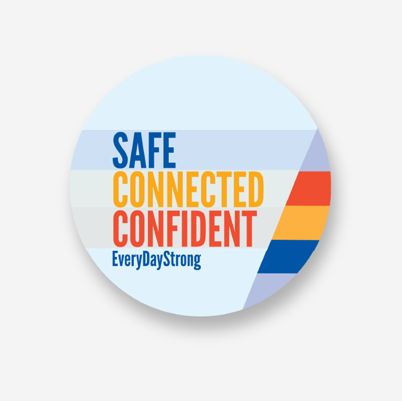 Show details for Sticker—Safe, Connected, Confident